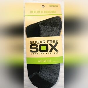 Ankle Active Fit Sock Size 10-13 Unisex Sugar Free Sox Black 1pr